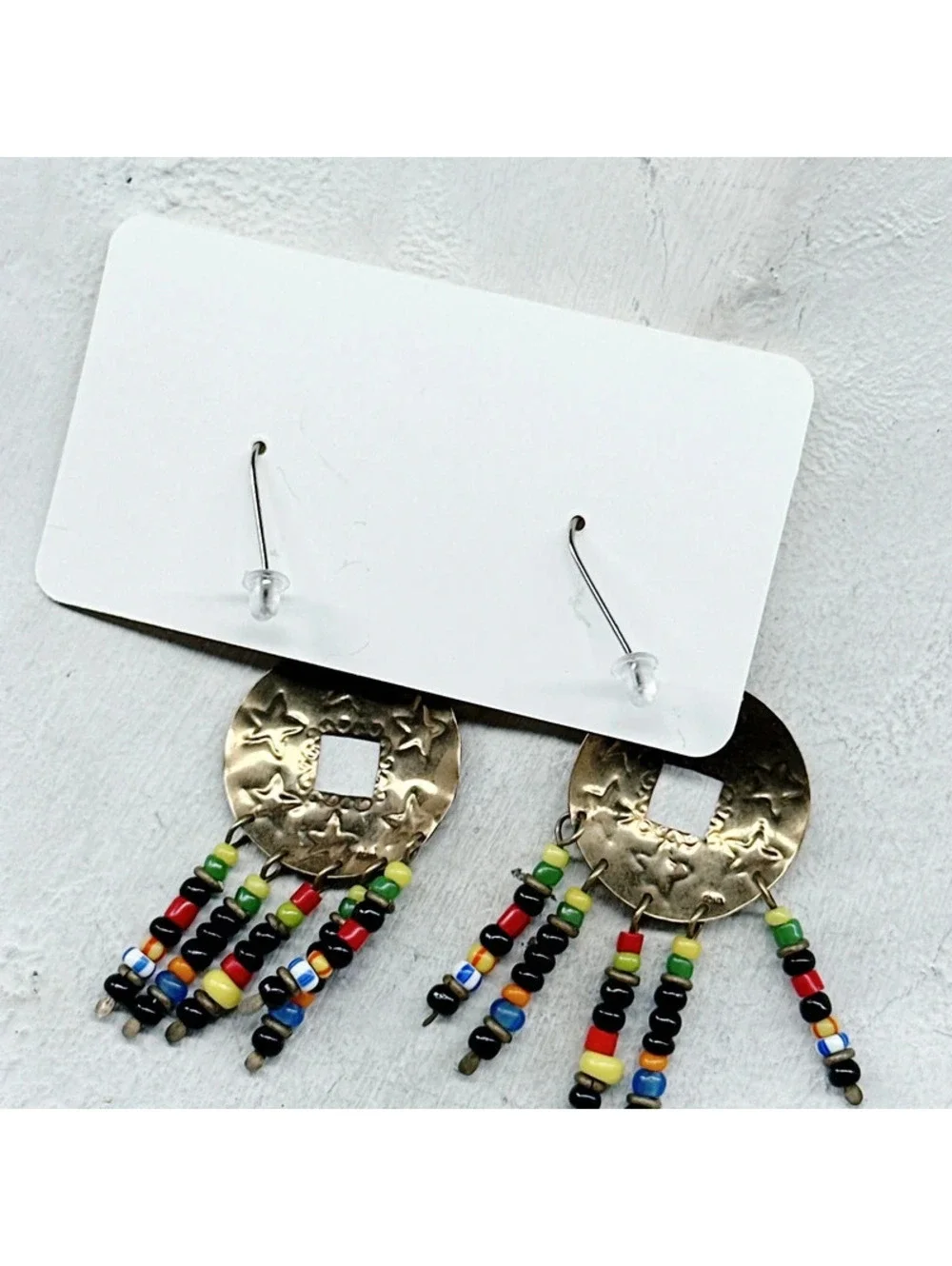 824mc. Goldtone Star Whimsigoth Earrings